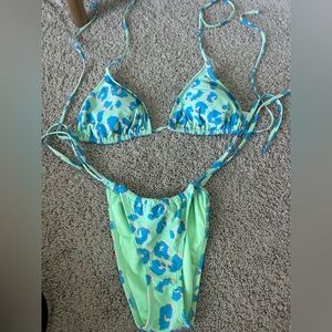 Xhilaration 2 piece animal print neon bikini